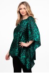 Bluza din satin animal print verde cu maneca clopot 