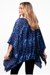 Bluza din satin animal print albastru cu maneca clopot 