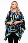 Bluza din satin imprimeu cu patratele si maneca clopot
