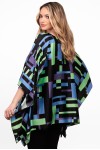 Bluza din satin imprimeu cu patratele si maneca clopot