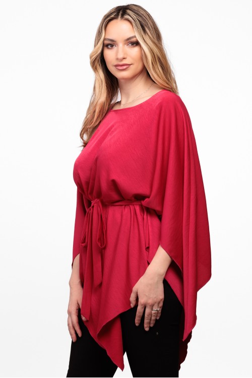 Bluza romb din satin rosu cireasa