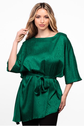 Bluza asimetrica din satin verde Bluza asimetrica din satin verde