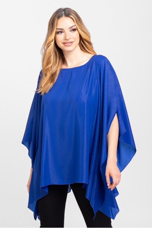 Bluza din voal peliculizat albastru electric