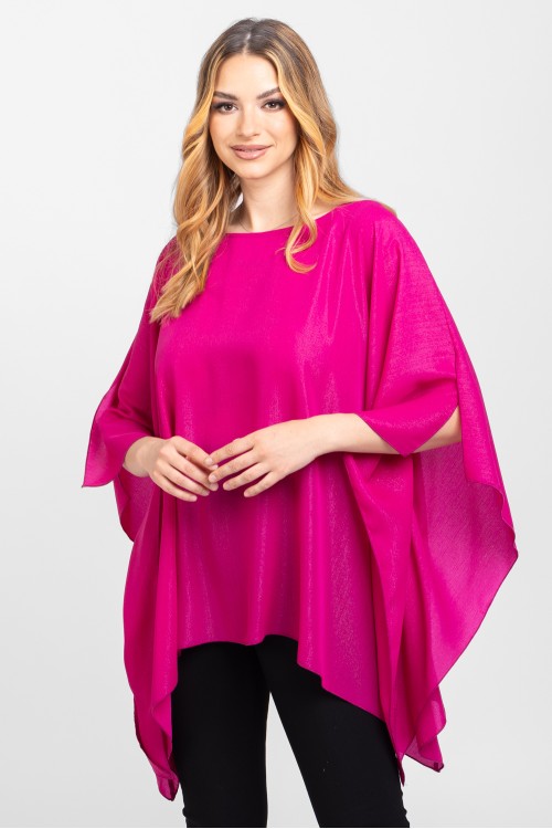 Bluza din voal peliculizat roz fuchsia 