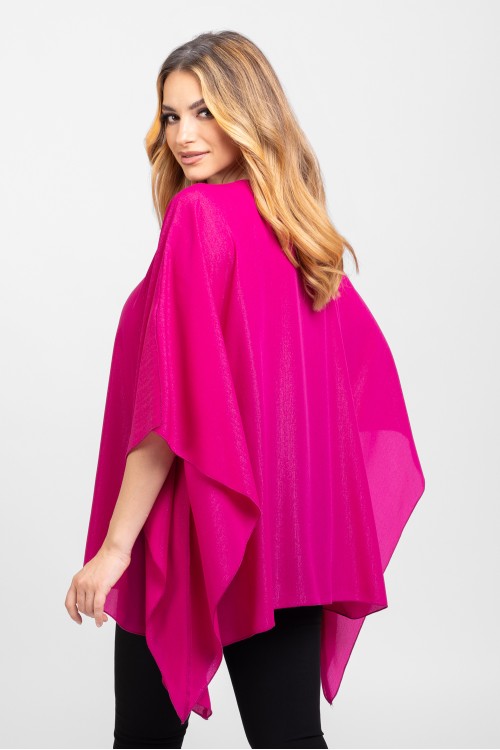Bluza din voal peliculizat roz fuchsia 