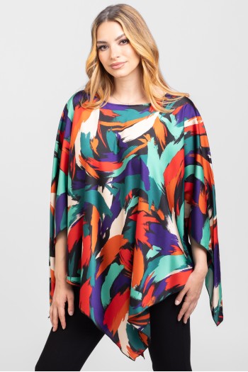 Bluza romb din satin print abstract multicolor