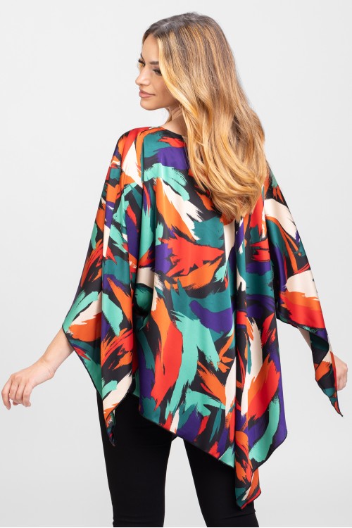 Bluza romb din satin print abstract multicolor