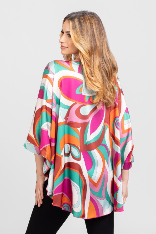 Bluza cu manseta din satin multicolor