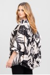Bluza cu manseta din satin jungle alb-negru