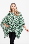 Bluza cu maneca clopot din satin imprimeu abstract verde