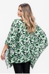 Bluza cu maneca clopot din satin imprimeu abstract verde
