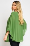 Bluza cu manseta din voal verde 