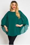 Bluza cu manseta din voal verde inchis