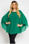 Bluza cu manseta din voal verde 