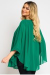 Bluza cu manseta din voal verde 