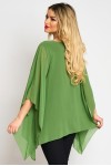 Bluza cu maneca clopot din voal verde lime
