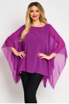 Bluza cu maneca clopot din voal ciclam