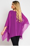 Bluza cu maneca clopot din voal ciclam