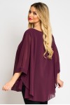 Bluza cu manseta din voal bordo