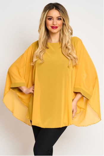 Bluza cu manseta din voal galben