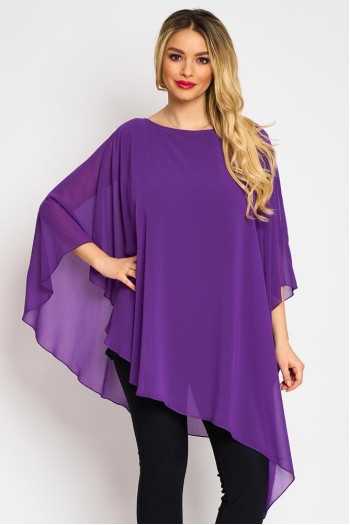 Bluza asimetrica din voal mov