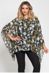 Bluza cu maneca clopot din voal imprimat cu flori, multicolor