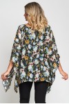Bluza cu maneca clopot din voal imprimat cu flori, multicolor