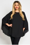 Bluza cu manseta din voal negru