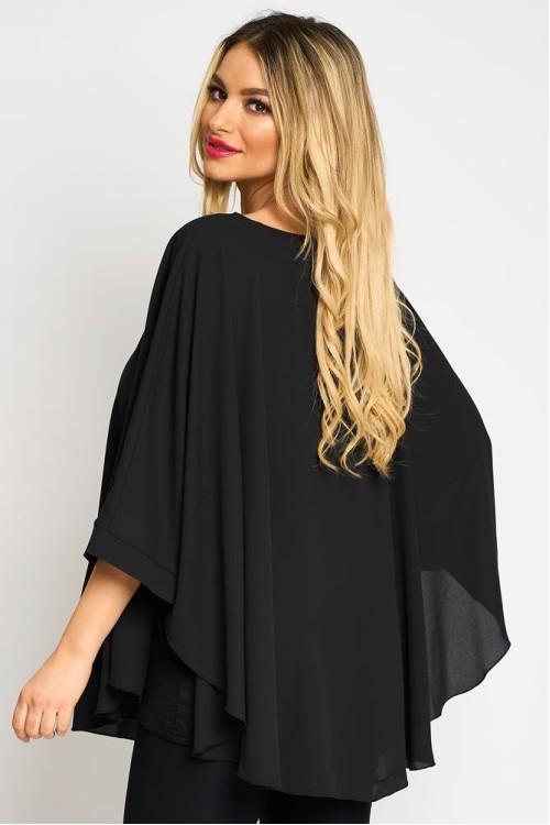 Bluza cu manseta din voal negru