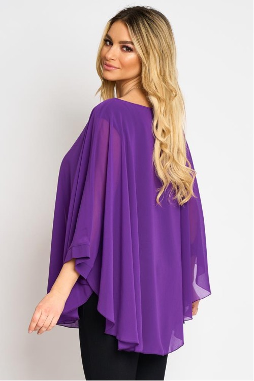 Bluza cu manseta din voal mov