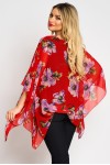 Bluza cu maneca clopot din voal cu flori mari