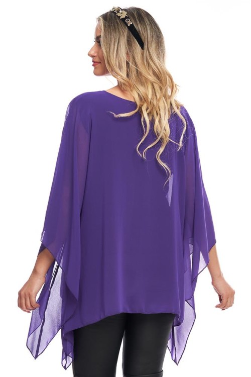Bluza cu maneca clopot din voal mov