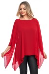 Bluza cu maneca clopot din voal rosu