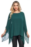 Bluza cu maneca clopot din voal verde inchis