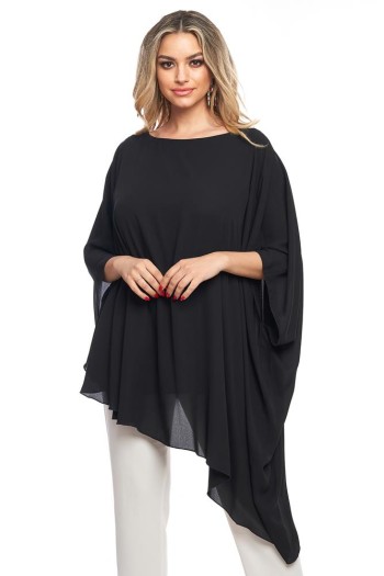 Bluza asimetrica din voal negru