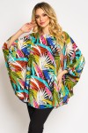 Bluza cu manseta din voal , jungle colorat