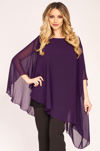 Bluza asimetrica din voal mov 