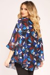 Bluza cu manseta din voal in nuante de albastru 