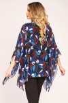 Bluza cu maneca clopot din voal in nuante de albastru 