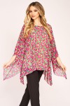Bluza cu maneca clopot din voal cu trandafiri mici