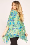 Bluza cu maneca clopot din voal imprimat pe fond verde deschis 