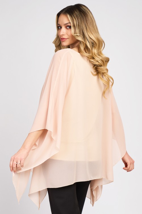 Bluza cu maneca clopot din voal bej