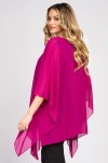 Bluza cu maneca clopot din voal magenta