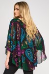 Bluza cu manseta din voal cu imprimeu abstract