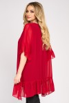 Bluza rosie din voal cu maneca scurta si volane