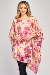 Bluza asimetrica din voal, imprimeu floral roz pastel 
