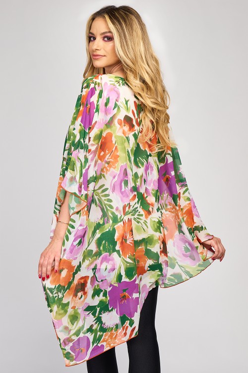 Bluza asimetrica din voal floral 
