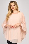 Bluza cu manseta din voal bej 