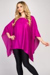 Bluza cu maneca clopot din voal peliculizat fuchsia