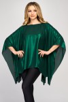 Bluza cu maneca clopot din voal peliculizat verde